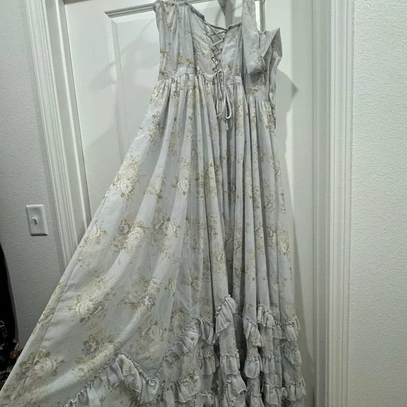 V. Chapman Victorian Blue Roses Maxi Dress - Picture 5 of 9